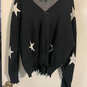 SHEIN - Distressed star sweater